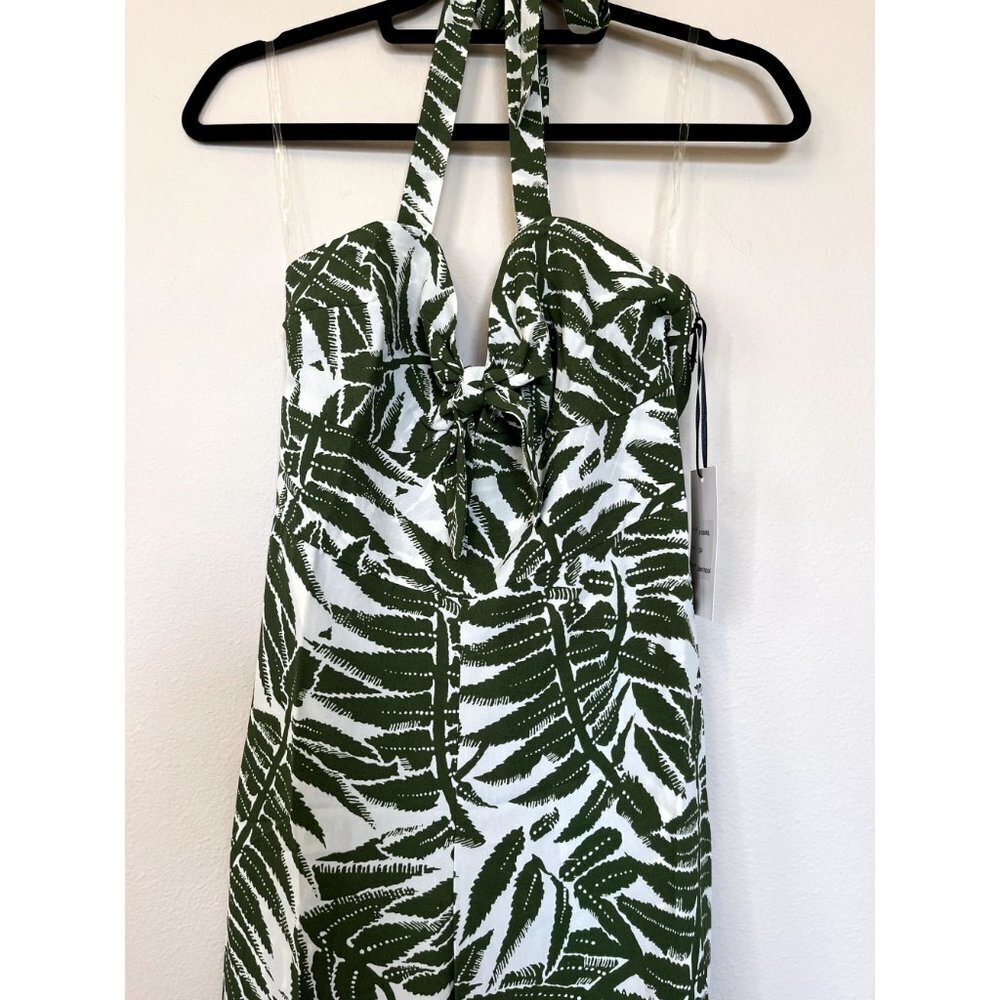 NWT Unique Vintage Green Tropical Print Halter Jumpsuit 4 - Picture 10 of 16